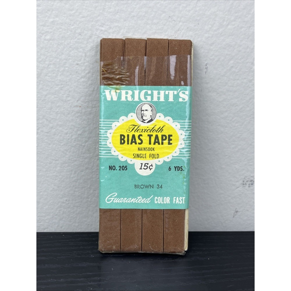 Vintage Wrights‎ Flexicloth Bias Tape #205 Brown 6 Yards Sewing Trim